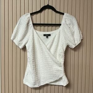 Lulus Sensibly Sweet White Textured Puff Sleeve Top Women’s Size S